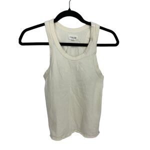 Sincerely Jules For Bandier Tank Top Womens Sz XS Cream Distressed Scoop Neck